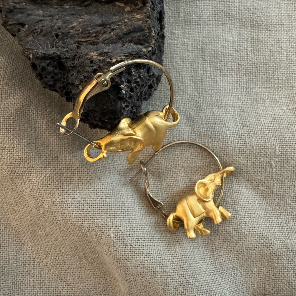 Gold Elephant Hoop Earrings - Women Jewelry Earrings